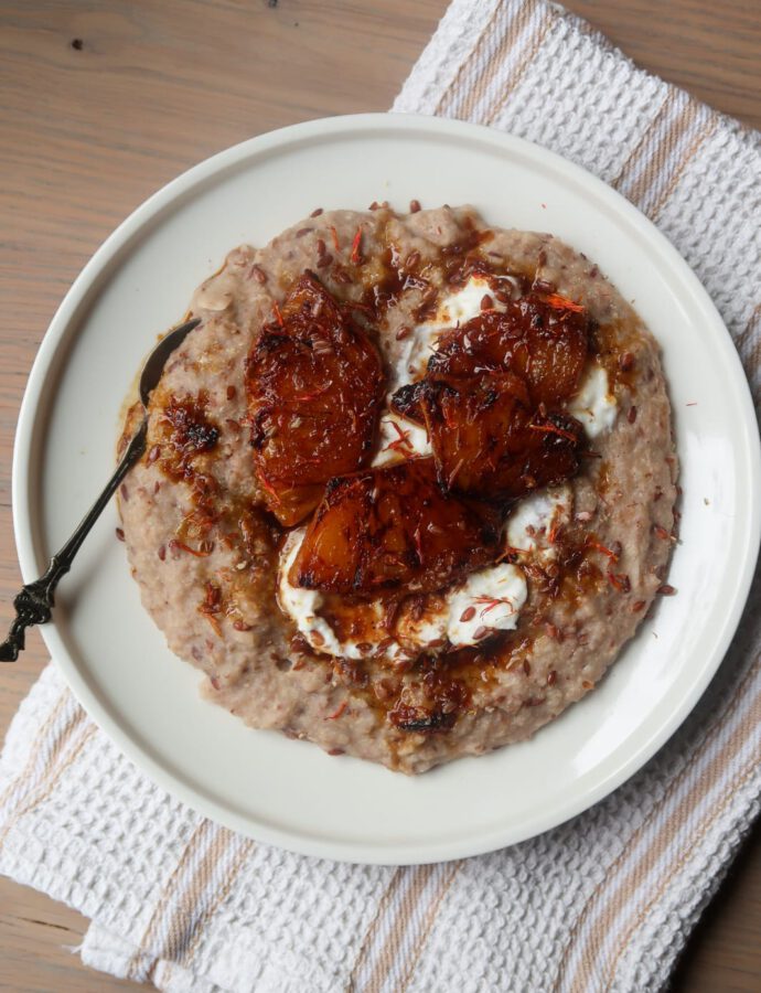 Boekweitpap met Gekarameliseerde Saffraan Ananas & Ricotta