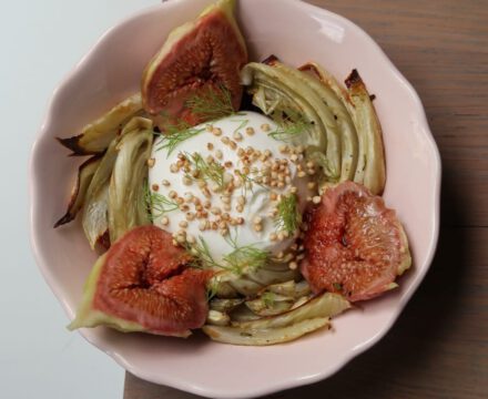 Burrata met Geroosterde Venkel, Vijg & Koffie Vinaigrette